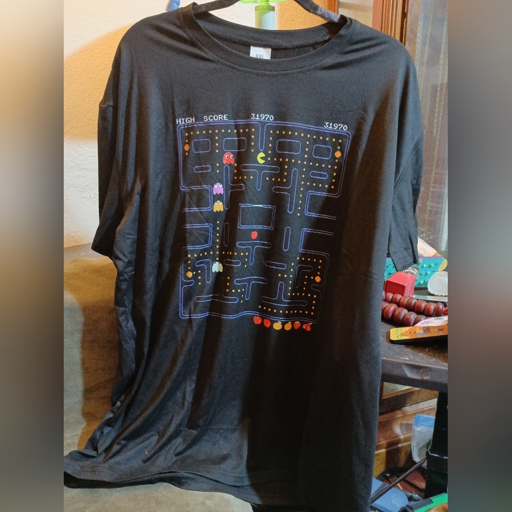 Black Pac-Man Graphic T-Shirt XXL